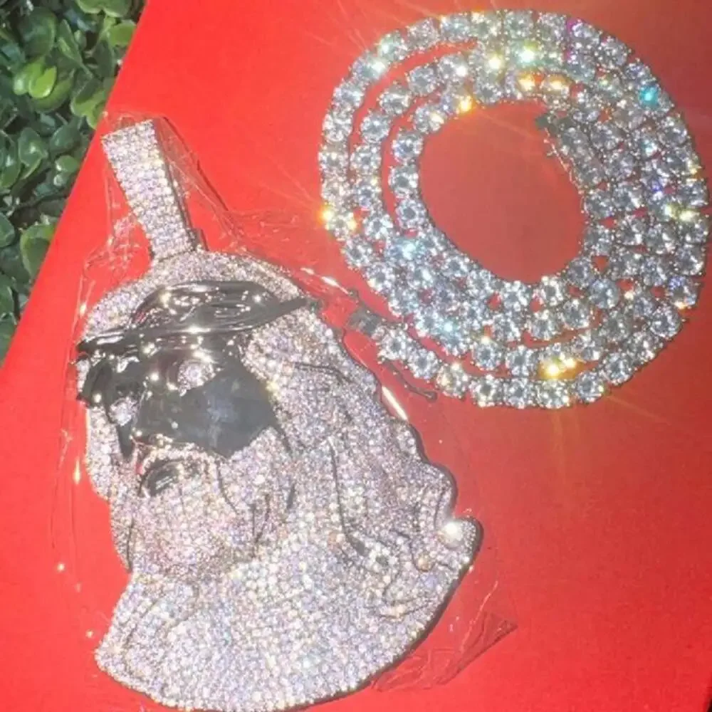 Iced Out Silver Jesus Pendant 2447